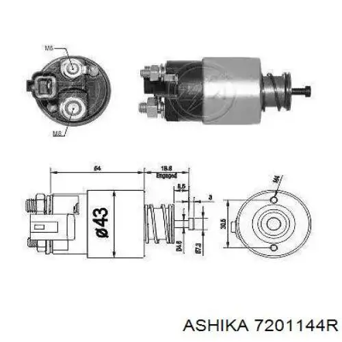 Рычаг передней подвески верхний, правый Ashika 7201144R