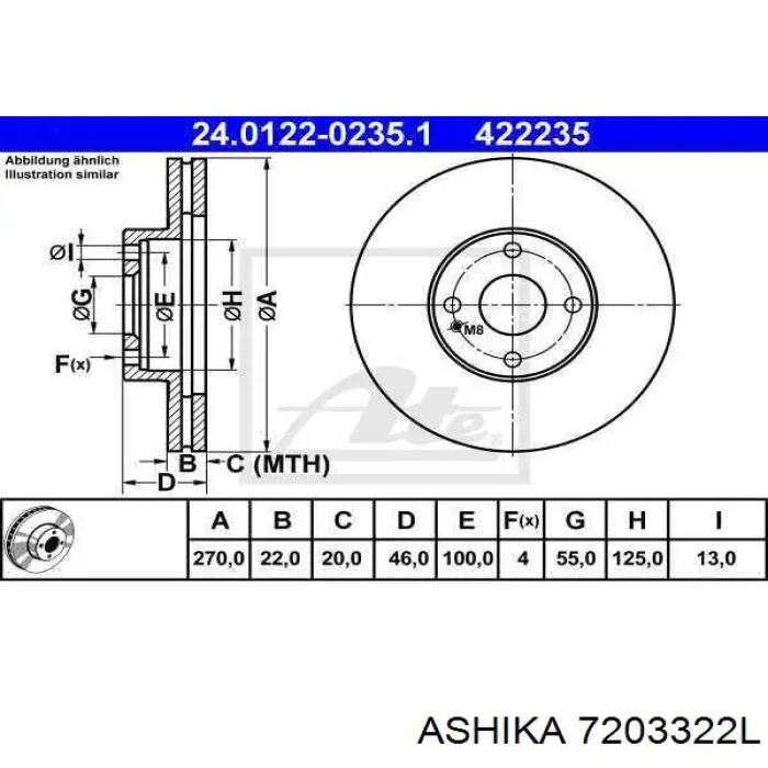 Рычаг передней подвески верхний левый 7203322L Ashika