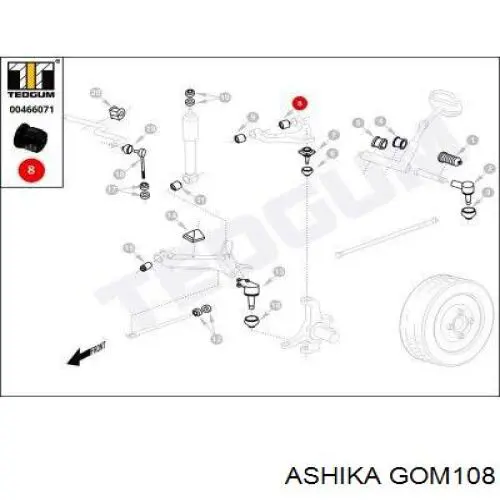 Купить GOM108 Ashika Сайлентблок переднего верхнего рычага