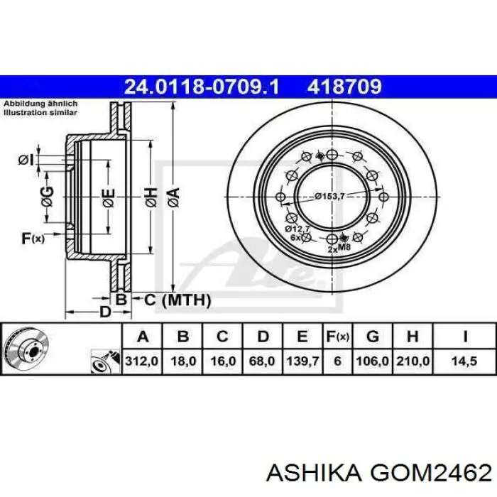 Сайлентблок амортизатора переднего Ashika GOM2462 цена, от 6.45 USD
