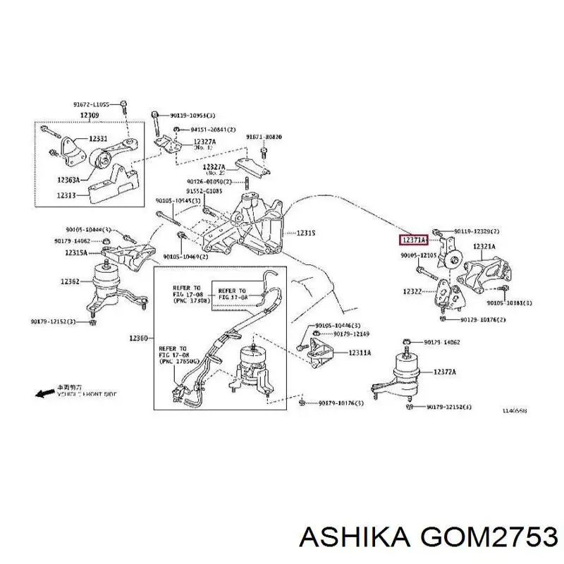 Правая подушка двигателя GOM2753 Ashika