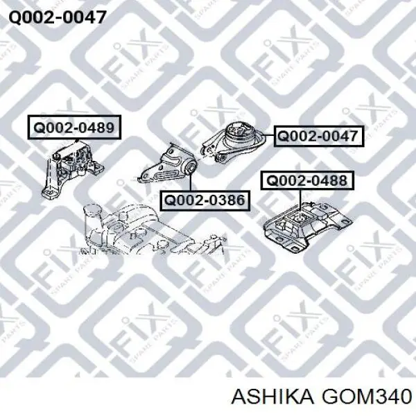 Подушка (опора) двигателя левая задняя Ashika GOM340