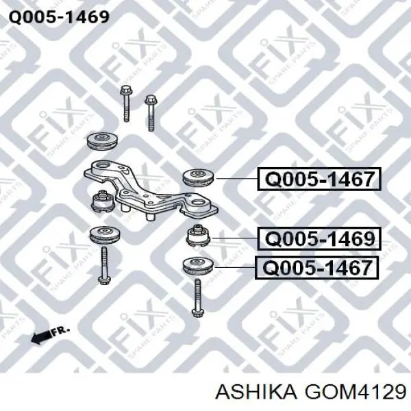 GOM-4129 Ashika сайлентблок траверсы крепления заднего редуктора передний
