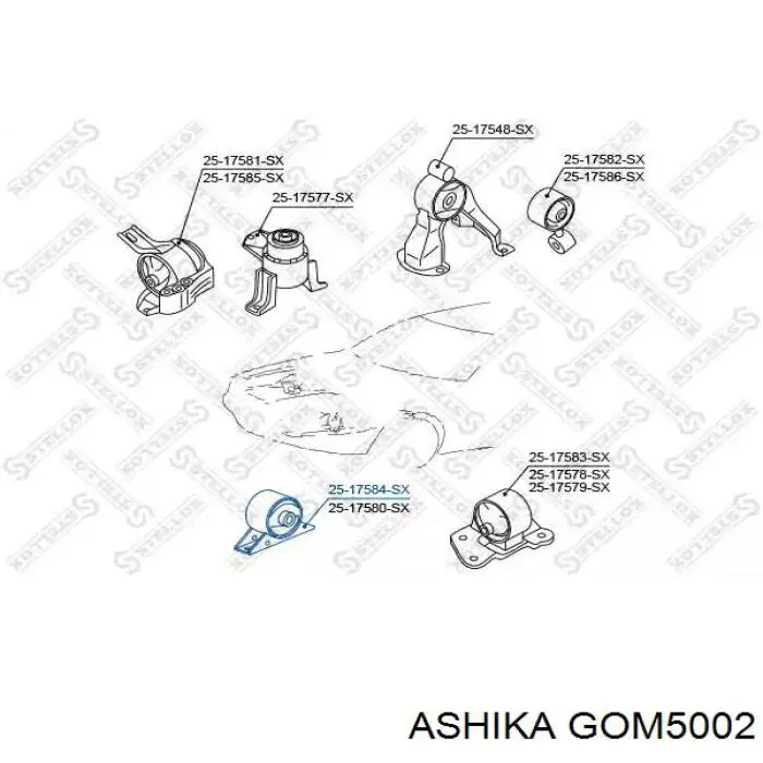 Задняя опора двигателя Ashika GOM5002 цена, от 32.89 USD