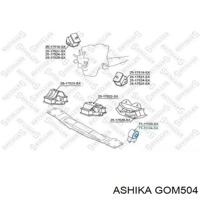 Купить GOM504 Ashika Подушка трансмиссии (опора раздаточной коробки)