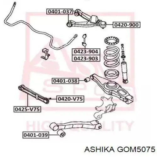 Полиуретановый сайлентблок заднего нижнего рычага Ashika GOM5075 цена, от 7.62 USD