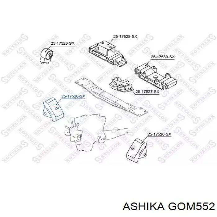 Подушка (опора) двигателя, левая/правая Ashika GOM552 цена, от 21.40 USD