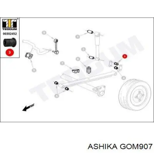 Сайлентблок задней рессоры задний Ashika GOM907 цена, от 1.40 USD