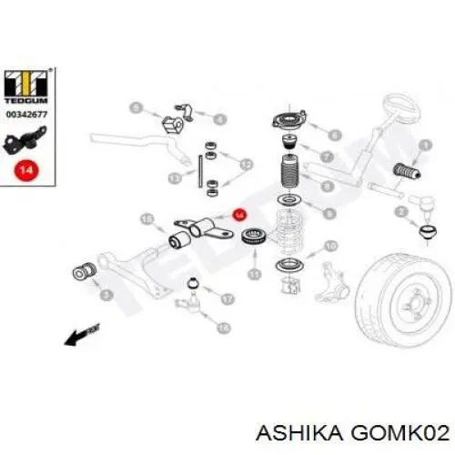 Купить GOMK02 Ashika Сайлентблок нижний передней подвески