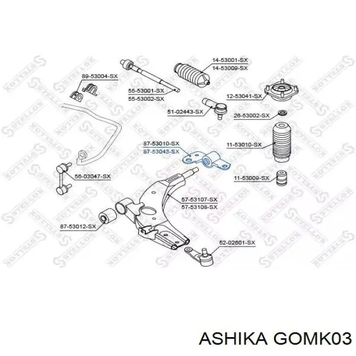 Сайлентблок передней подвески Ashika GOMK03 цена, от 10.42 USD