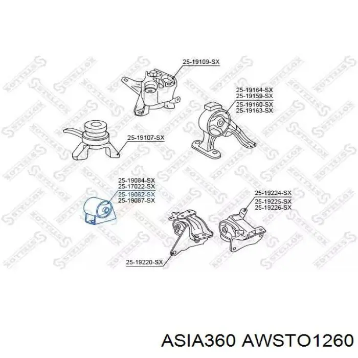 AWSTO1260 Asia360 подушка (опора двигателя передняя)
