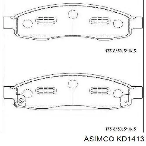 KD1413 Asimco колодки тормозные передние дисковые