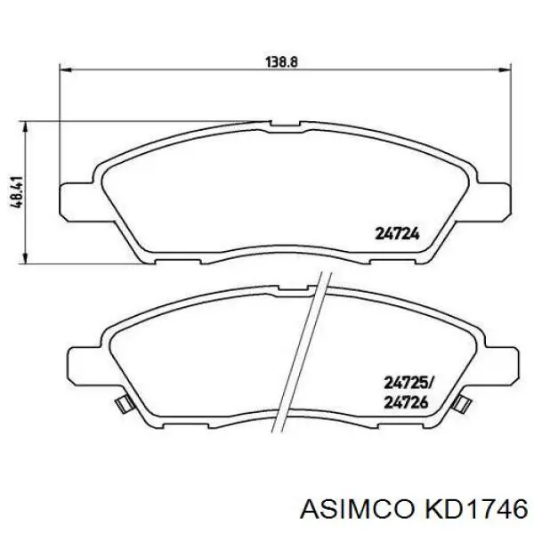 Передние тормозные колодки KD1746 Asimco