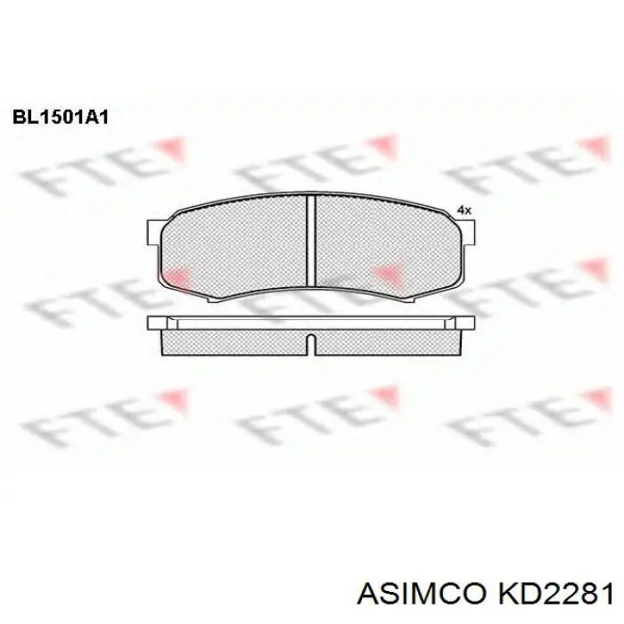 Задние тормозные колодки KD2281 Asimco