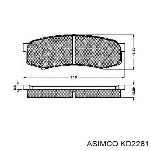 Купить KD2281 Asimco Колодки тормозные задние, дисковые