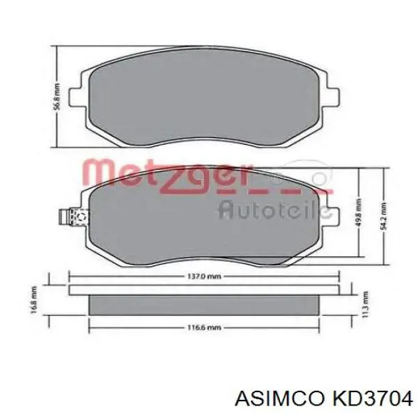 Передние тормозные колодки KD3704 Asimco