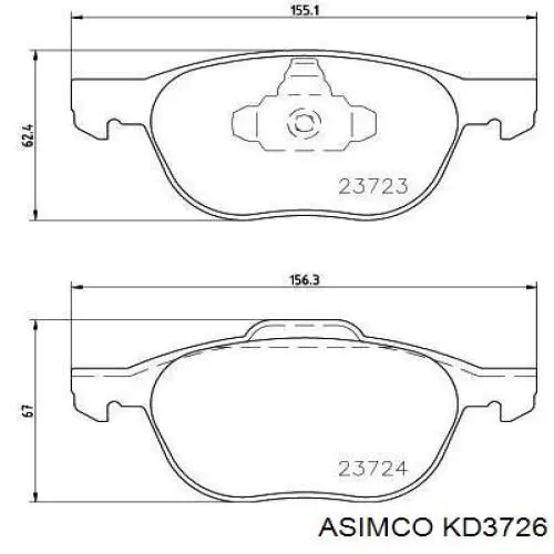 Колодки Asimco KD3726 цена, от 32.53 USD