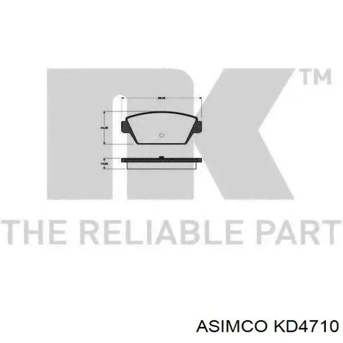 Задние дисковые колодки Asimco KD4710