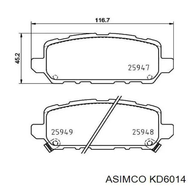 KD6014 Asimco Колодки тормозные дисковые комплект