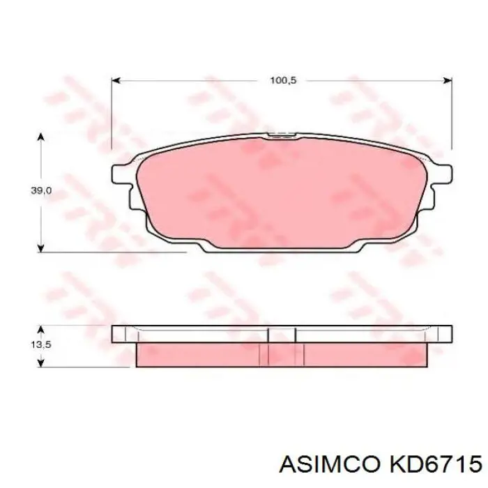Колодки дисковые  Asimco KD6715 цена, от 31.17 USD