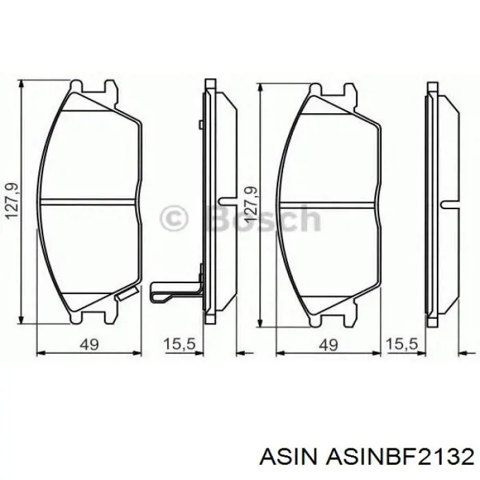 ASINBF2132 Asin колодки тормозные передние дисковые