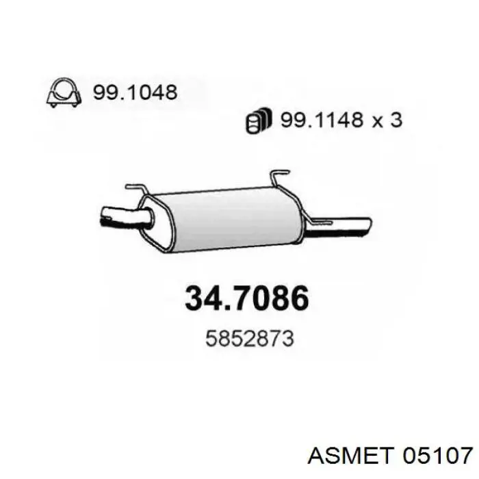 5107 Asmet глушитель, задняя часть