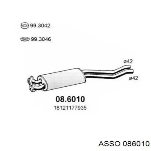 Центральная часть глушителя 086010 Asso