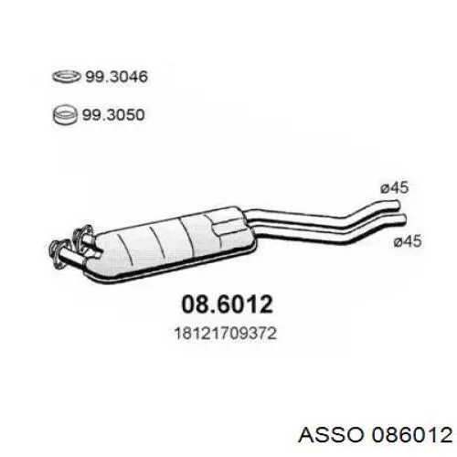 Центральная часть глушителя 086012 Asso