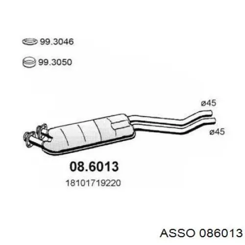 Центральная часть глушителя 086013 Asso