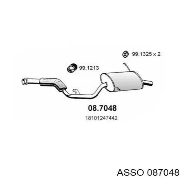 Глушитель, центральная и задняя часть 087048 Asso