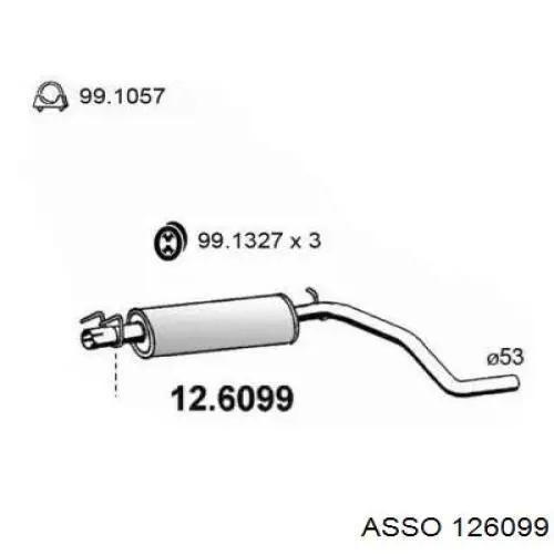 Глушитель, центральная часть 126099 Asso