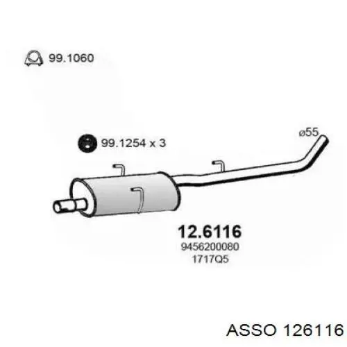 Глушитель задний 126116 Asso