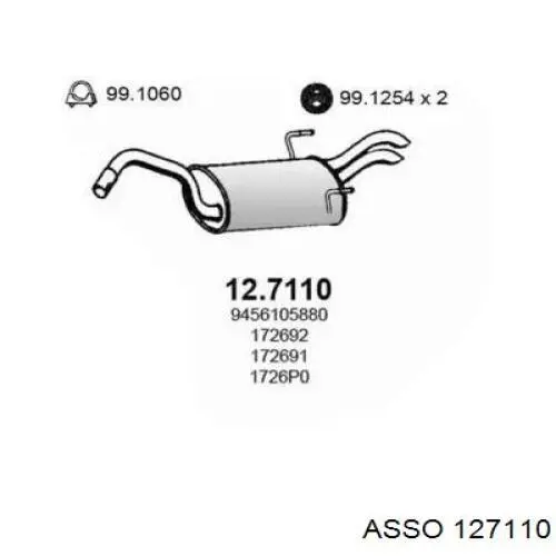 Глушитель задний 127110 Asso
