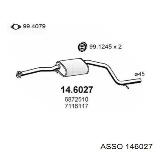 Центральная часть глушителя 146027 Asso