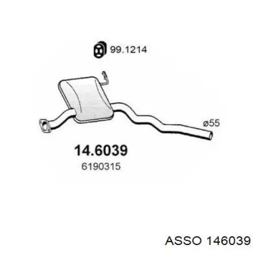 Глушитель, центральная часть 146039 Asso