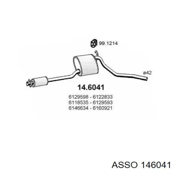 Глушитель, задняя часть 146041 Asso