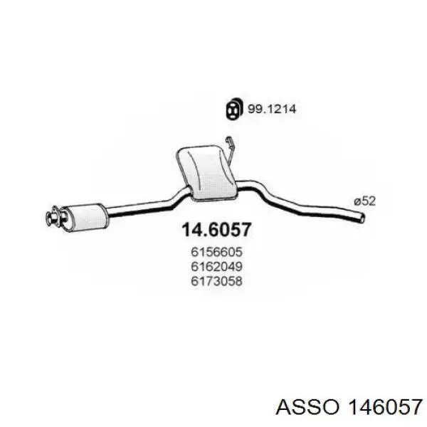 Глушитель, центральная часть 146057 Asso
