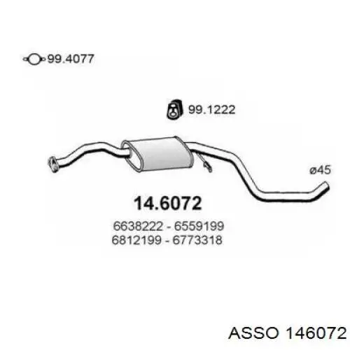 Центральная часть глушителя 146072 Asso