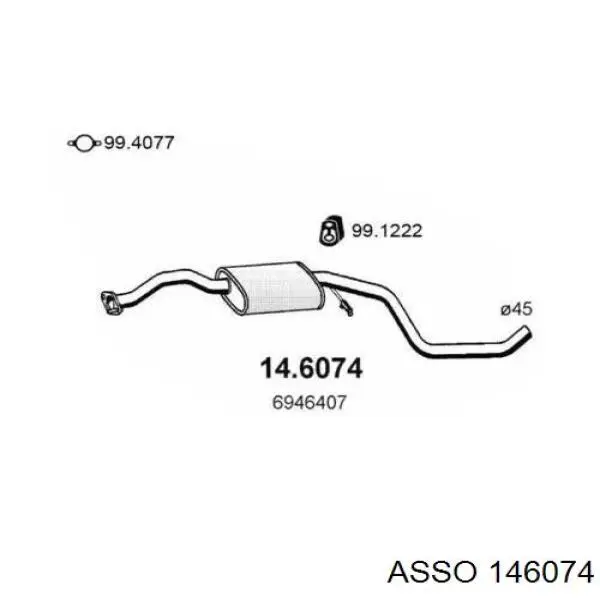 Центральная часть глушителя 146074 Asso