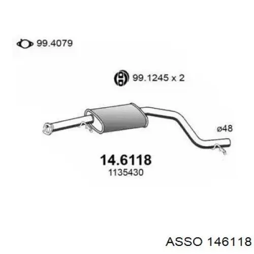 Центральная часть глушителя 146118 Asso