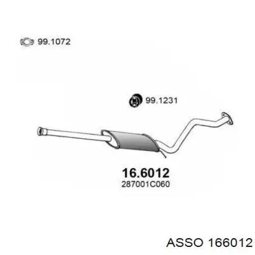 Центральная часть глушителя 166012 Asso