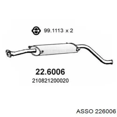 Центральная часть глушителя 226006 Asso