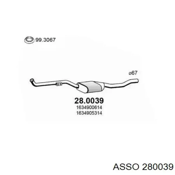 Центральная часть глушителя 280039 Asso