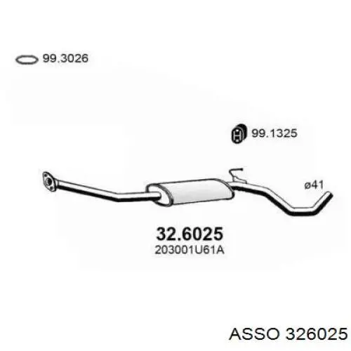 Центральная часть глушителя 326025 Asso