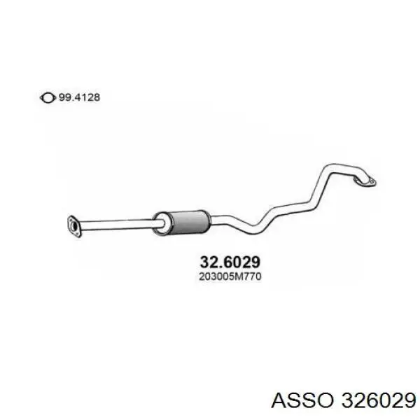 Глушитель, центральная часть 326029 Asso