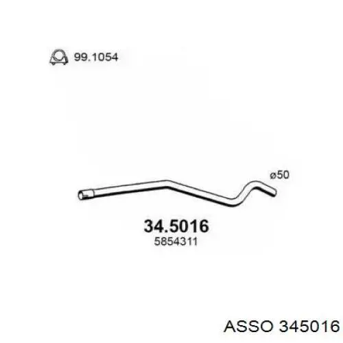 Глушитель, центральная часть 345016 Asso