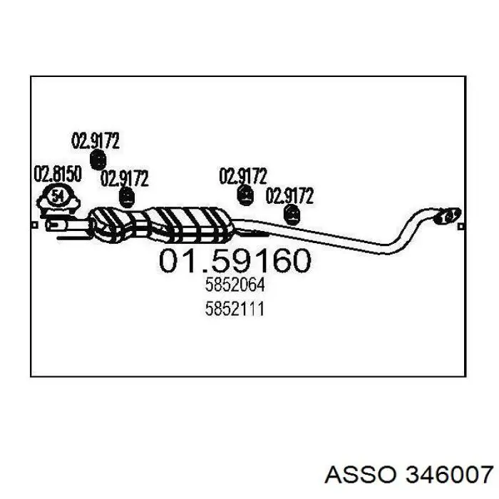 Глушитель, центральная часть 346007 Asso