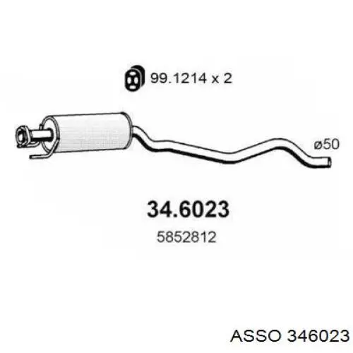 Центральная часть глушителя 346023 Asso