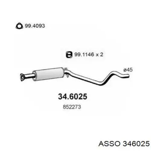 Передняя часть глушителя 346025 Asso