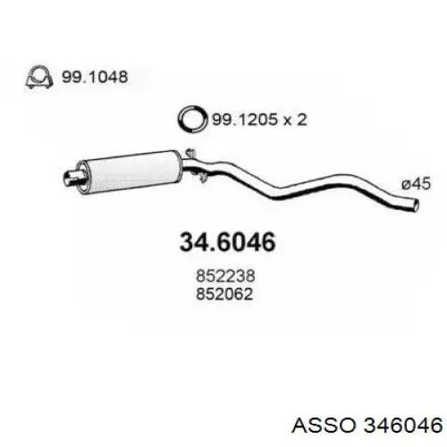 Центральная часть глушителя 346046 Asso